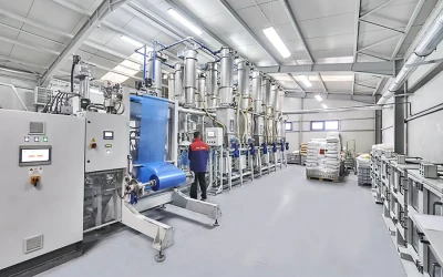 Interior production hall for rubber profiles and seals